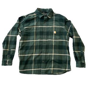 2024 Carhartt Shirt Flannel Midweight H27 Rugged Flex Plaid Green Men XL 106352
